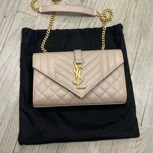 YSL small envelope bag in beige leather